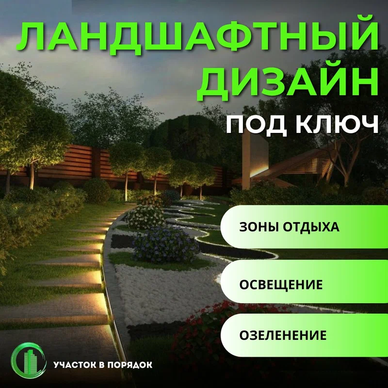 Ландшафтный дизайн участка — дорожка с подсветкой и озеленением
